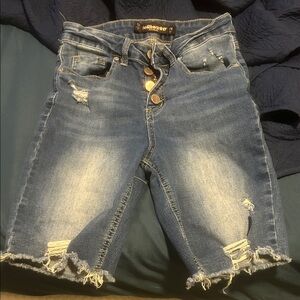 Distressed Blue Denim Shorts